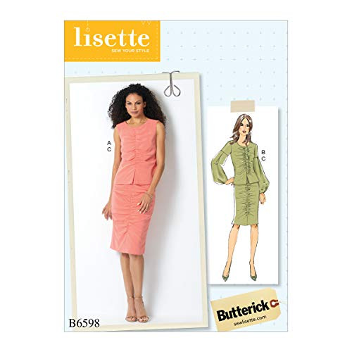 McCall's Patterns B6598A5 BUT 6598 Casual Butterick Patterns B6598 A5 Misses' Top and Skirt by Lisette, Size 6-8-10-12-14 