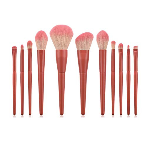 Makeup Brushes 11 Piece Neon Green Makeup Brush Set Premium Synthetic Kabuki Foundation Blending Face Powder Mineral Eyeshadow Make Up Brushes Set (Cool Pink)