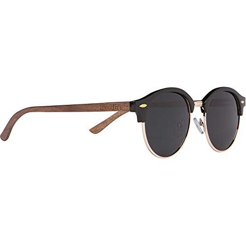 Woodies Walnut Wood Half-Rim Foster Sunglasses with Black Polarized Lenses