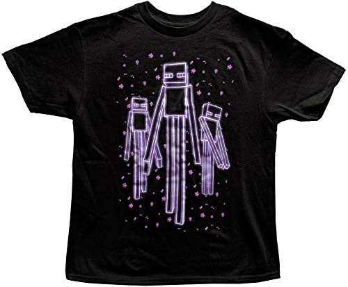 Minecraft Boys Enderman Glow in The Dark T Shirt (Small (8)) Black
