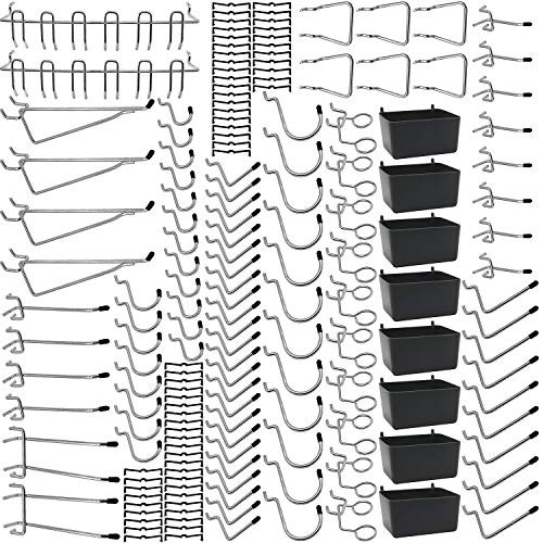 Pegboard Hooks Assortments 170 PK with Metal Hooks,Pegboard Bins,Peg Locks For Tool Organization 