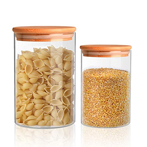 Food Storage Jars, Akamino Glass Food Storage Jars Containers with Airtight Bamboo Lids - Kitchen Canisters For Coffee, Sugar, Candy, Cookie, Rice, Spice-550ml-2 Pack Food Storage Jars, Akamino Glass Food Storage Jars Containers with Airtight Bamboo Lids - Kitchen Canisters For Coffee, Sugar, Candy, Cookie, Rice, Spice-550ml-2 Pack
