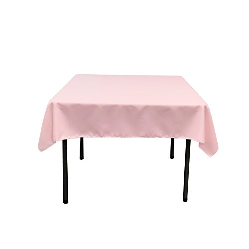 LA Linen Polyester Poplin Square Tablecloth 52" x 52" Light Pink