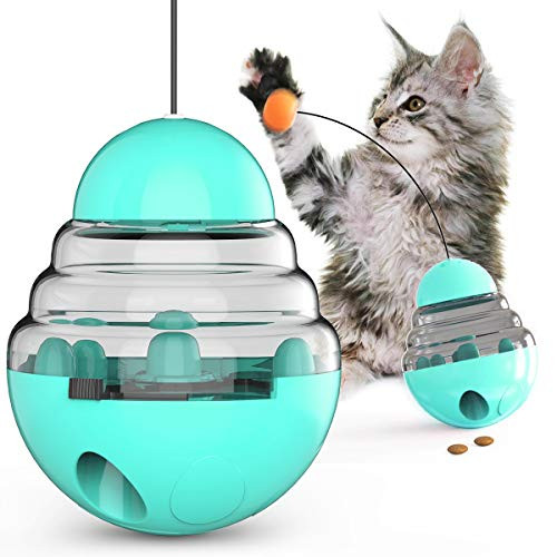 USWT Cat Tumbler Toy Ball Kitten Roly-Poly Treat Toys, Kitty Slow Food Dispensing Puzzle Toy
