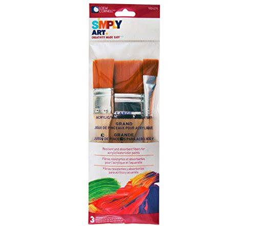 Loew-Cornell Simply Art Nylon Brush Set, Large, Brown