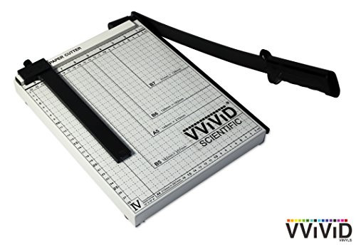 VViViD 12 Inches Guillotine Style Curved Bladeless Friction Paper Cutter W/Ruled and Gridded Base Plate