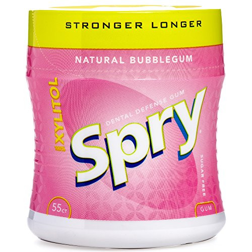Spry Xylitol Gum, Stronger Longer Bubble Gum, 55ct