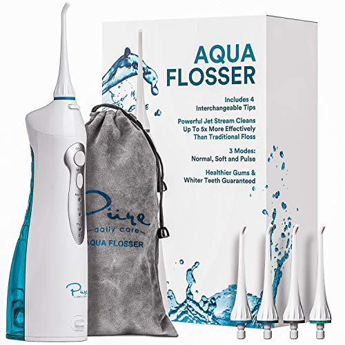 AquaSonic Aqua Flosser - Professional Cordless Oral Irrigator with 4 Tips and Travel Bag, IPX7 Waterproof with 3 Modes