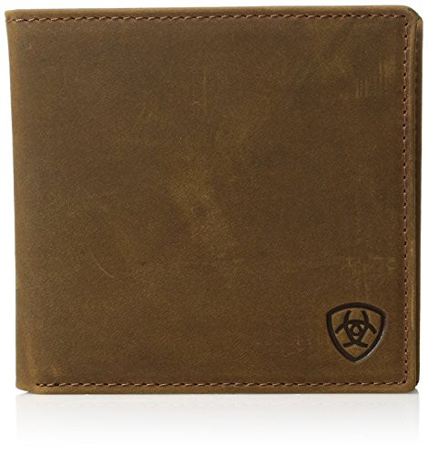 Ariat Men's Distressed Oversized Bifold Western Wallet, Tan, One Size