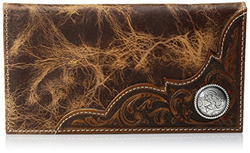 Ariat Men's Distressed Corner Over Circle Rodeo Wallet, tan, One Size