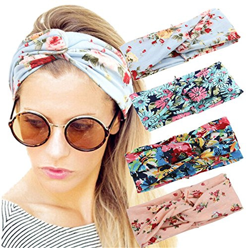 4 Pack Women Headband Boho Floal Style Criss Cross Head Wrap Hair Band Set2 4 Pack Women Headband Boho Floal Style Criss Cross Head Wrap Hair Band Set2