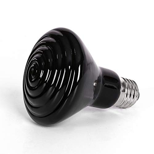 REPTI ZOO 75W Reptile Ceramic Heat Emitter Bulb Black for Reptiles Ceramic Infrared Light with No Light Emitted