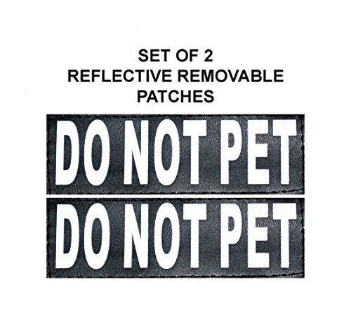 Doggie Stylz Set of 2 Reflective DO NOT PET Removable Patches for Service Dog Harnesses & Vests. (Small 3"x1")