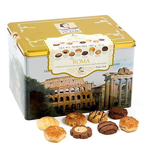 Matilde Vicenzi Roma Gift Tin | Assortment of Patisseries, Pastries, Cookies | Made in Italy | 32 oz Box