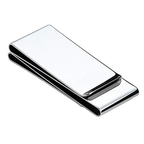 HONB Money Clip Wallet Credit Card Holder Slim Stainless Steel Aluminum Credit Card Wallet Cash Clip (Stainless Steel, Silver Double Sided)
