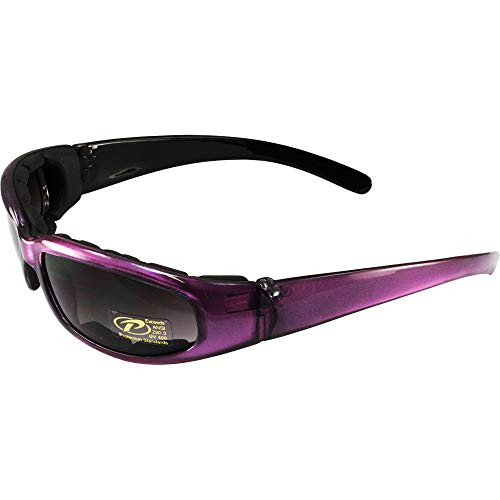 Pacific Coast Sunglasses Chix Rally Padded Motorcycle Sunglasses Translucent Purple/Black Frames Gradient Smoke Lens