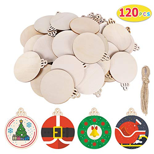 Max Fun 120PCS DIY Wooden Christmas Ornaments Unfinished Predrilled Wood Circles for Crafts Centerpieces Holiday Hanging Decorations Max Fun 120PCS DIY Wooden Christmas Ornaments Unfinished Predrilled Wood Circles for Crafts Centerpieces Holiday Hanging Decorations