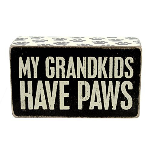 Primitives By Kathy Black Distressed Box Sign - My Grandkids Have Paws