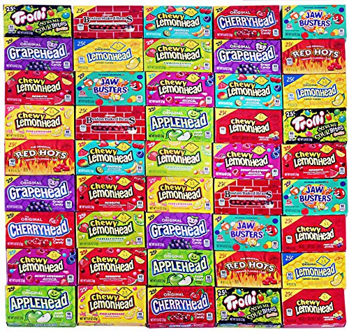 Candy Mix - 45 Individual Boxes of Ferrara Candy Mini Favorites- Lemonhead, Applehead, Cherryhead, Red Hots, Boston Baked Beans, Trolli and More Boxes of Bulk Candy