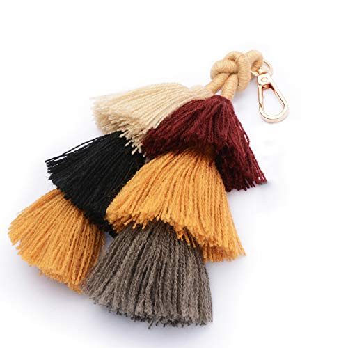 Colorful Boho Pom Pom Tassel Bag Charm Key Chain Winter women's bag pendant Dark pendant (C style)