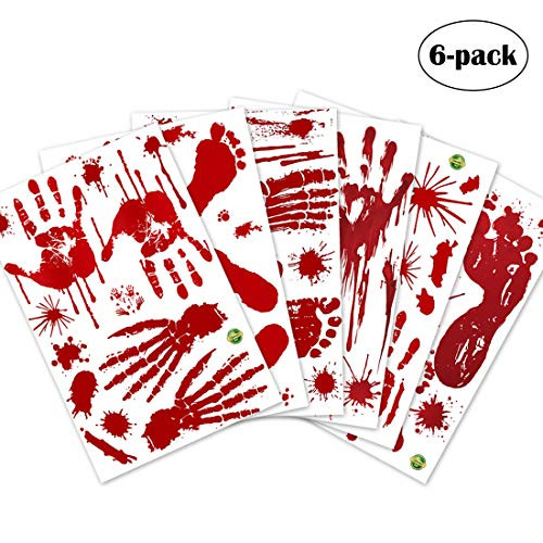 DAORANGE Horror Bloody Handprints?Footprints Window Floor Stickers,Halloween Vampire Zombie Party Decorations Decals Stickers Supplies