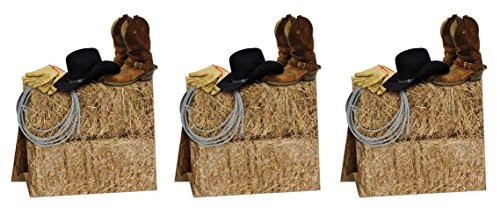 Beistle S57350AZ3, 3 Piece 3-D Western Centerpieces, 11"
