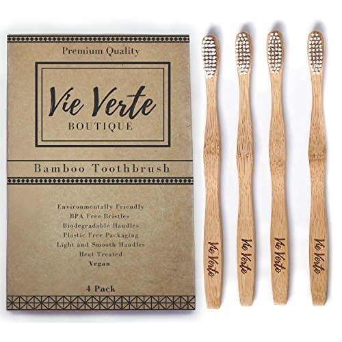 Natural Eco Friendly Bamboo Toothbrush Set - Medium Bristles - Biodegradable - BPA Free Bristles - 4 Pack Natural Eco Friendly Bamboo Toothbrush Set - Medium Bristles - Biodegradable - BPA Free Bristles - 4 Pack