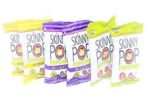 Skinny Pop Popcorn Variety Pack - 6 (.5/8 Oz.) Bags Sweet & Salty, White Cheddar & Original