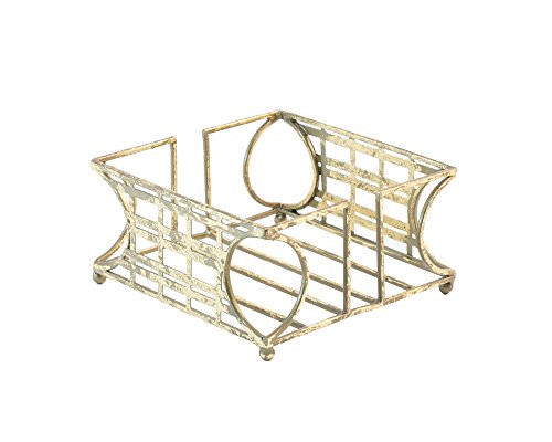 Boston International New York Art Deco Stripes Cocktail Napkin Holder Caddy, 5.25 x 5.25-Inches, Gold Foil