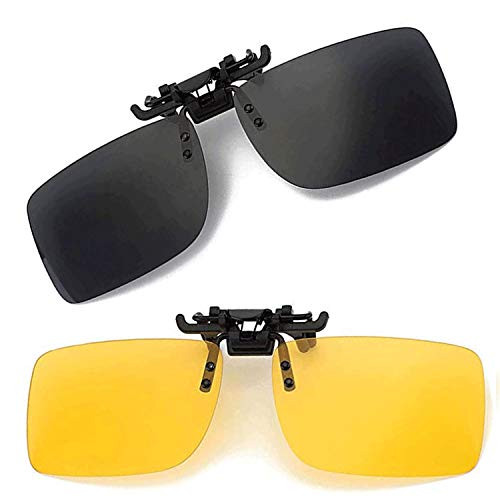 Polarized Clip-on Sunglasses, Anti-Glare Driving Sun Glasses With Flip Up for Prescription Glasses Unisex Eyeglasses Outdoor/Driving