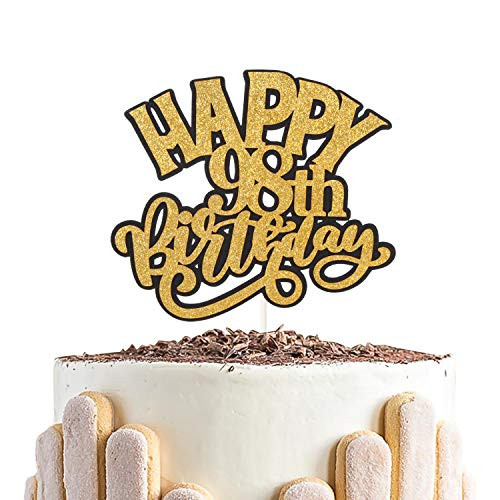 Glitter Happy 98th Birthday Cake Topper - 98 Ninety-Eight Years Old Birthday Party Decoration - Birthday Party Supplies-Best Keepsake Glitter Happy 98th Birthday Cake Topper - 98 Ninety-Eight Years Old Birthday Party Decoration - Birthday Party Supplies-Best Keepsake