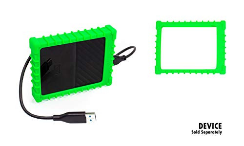 getgear Silicone External Hard Drive Bumper Case for WD My Passport, My Passport for Mac Portable External Hard Drive, 1TB, 2TB (0.54" Height), Strong-Shock Absorbing, Slip-Resistant (Green)