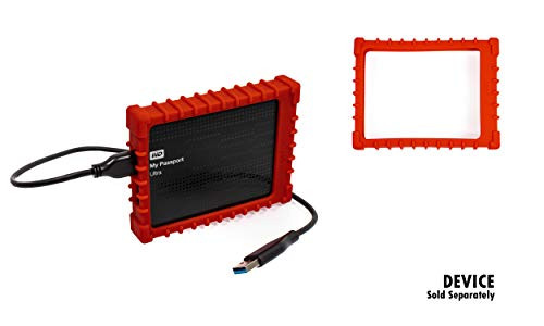getgear Silicone External Hard Drive Bumper Case for WD Elements, My Passport Ultra, My Passport Ultra for Mac Portable External Hard Drive, 1TB, 2TB, Strong-Shock Absorbing, Slip-Resistant (Red)