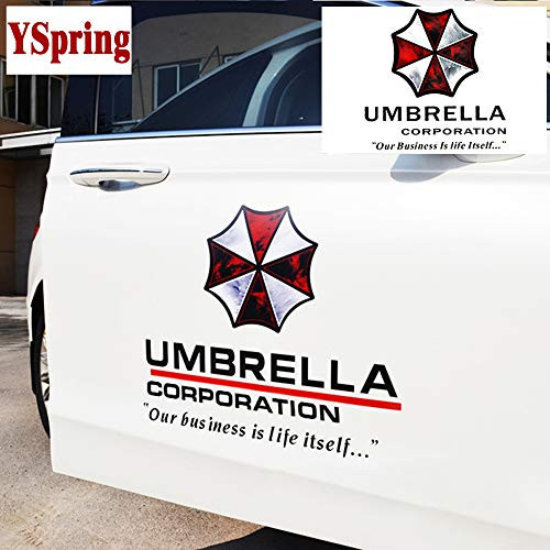 YSpring 19.7 19.7in Resident Evil Car Front Cover Decal Umbrella Corporation Logo Sticker Auto Body Vinyl Sticker for Vehicles(Style K - Black fonts-1pcs)