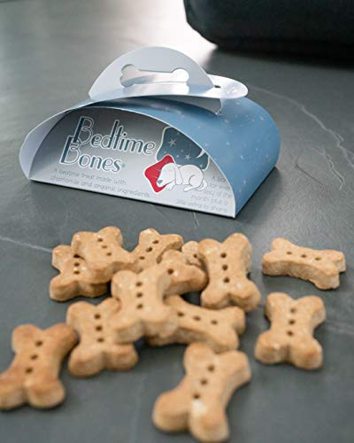 BEDTIME BONES are an All-Natural Dog Treat with Organic Ingredients-Chamomile to Help Your Dog Sleep are an Organic Dog Bone Treat with Chamomile to Help Your Dog Sleep.