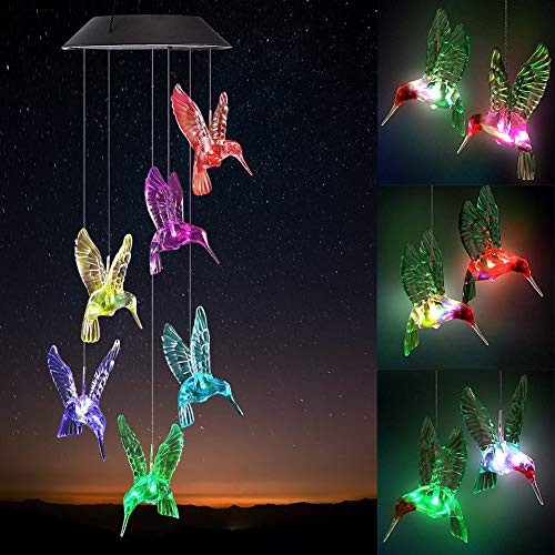 Vinkki Solar Wind Chime Hummingbird Color Changing Solar Mobile Light LED Wind Chime Solar Powered Wind Mobile Waterproof Outdoor Decor Romantic Wind Bell Light for Patio Yard Garden Home Vinkki Solar Wind Chime Hummingbird Color Changing Solar Mobile Light LED Wind Chime Solar Powered Wind Mobile Waterproof Outdoor Decor Romantic Wind Bell Light for Patio Yard Garden Home