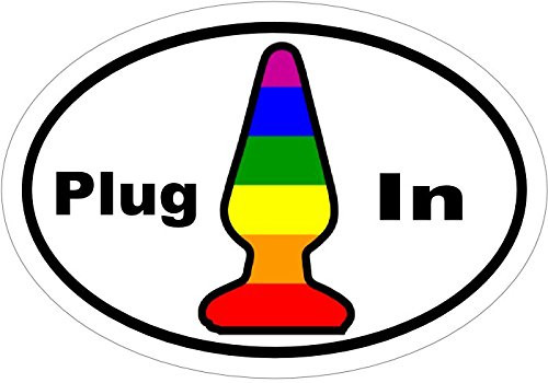 WickedGoodz Oval Rainbow Plug in Vinyl Decal - Funny Bumper Sticker - Perfect for Windows Cars Tumblers Laptops Lockers