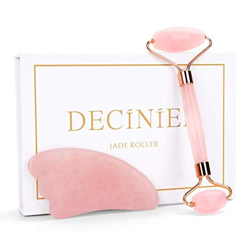 Deciniee Jade Roller and Gua Sha Tools Set - Anti Aging Rose Quartz Roller Massager - 100% Real Natural Jade Roller for Face, Eye, Neck - Beauty Jade Facial Roller for Slimming & Firming Deciniee Jade Roller and Gua Sha Tools Set - Anti Aging Rose Quartz Roller Massager - 100% Real Natural Jade Roller for Face, Eye, Neck - Beauty Jade Facial Roller for Slimming & Firming