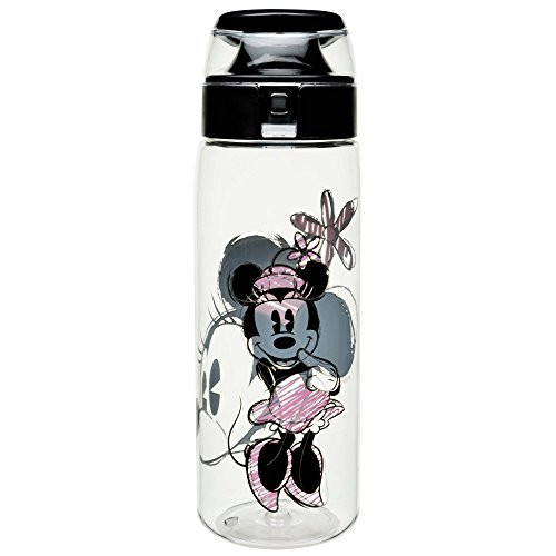 Zak Designs Disney Water Bottle with Built-In Carrying Loop, Durable Water Bottle Has Wide Mouth and Break Resistant Design (25oz, Minnie Mouse, Tritan, BPA-Free)