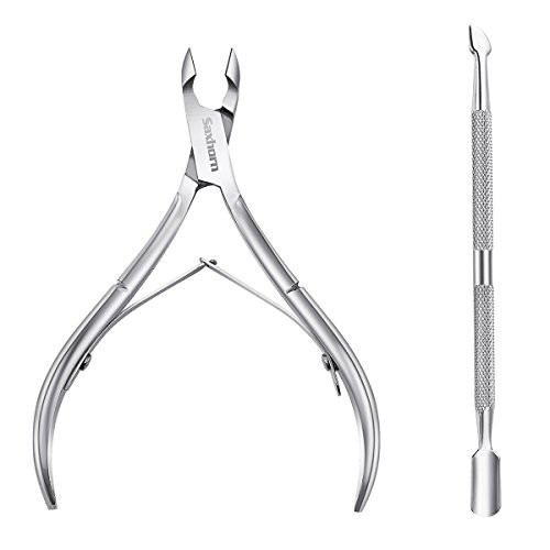 Cuticle Remover, Saxhorn Cuticle Trimmer and Nipper with Cuticle Pusher - Manicure Tools and Cuticle Cutter Clipper for Fingernails and Toenails