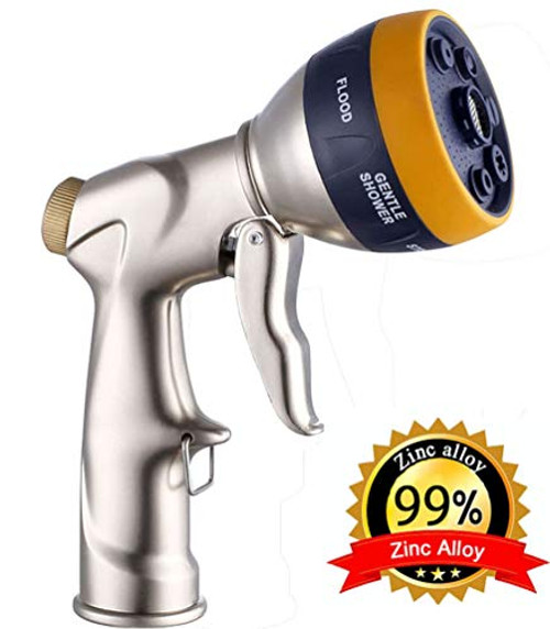 HOSUN Garden Hose Nozzle Heavy Duty Metal Hose Nozzle Sprayer 7 Way Spray Pattern Hand Type Design For Cleaning, Watering Garden Street,Cars,Bathing Pets