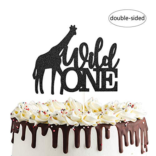 Wild One Giraffe Cake Topper Safari Jungle Animal Happy 1st Birthday Cake Decor, First Birthday Baby Shower Party Decorations (Black? Wild One Giraffe Cake Topper Safari Jungle Animal Happy 1st Birthday Cake Decor, First Birthday Baby Shower Party Decorations (Black?