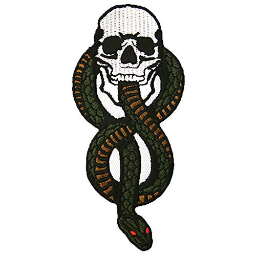 The Snake and Skull Patch Embroidered Applique Badge Iron On Sew On Emblem