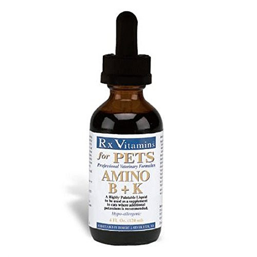 Rx Vitamins Amino B+K Supplement for Cats - Extra Potassium & B-Complex Vitamins - Hypoallergenic - 4 oz Highly Palatable Liquid Rx Vitamins Amino B+K Supplement for Cats - Extra Potassium & B-Complex Vitamins - Hypoallergenic - 4 oz Highly Palatable Liquid