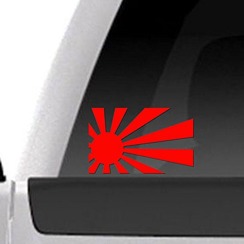 Signage Cafe Rising Sun Flag 5" RED Vinyl Decal Car Auto Window Sticker Japanese Military