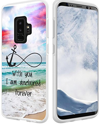 S9 Plus Case Christian Quotes, Hungo Compatible Soft TPU Silicone Protector Cover Case Replacement for Samsung Galaxy S9 Plus Anchor with You I Am Anchored Forever