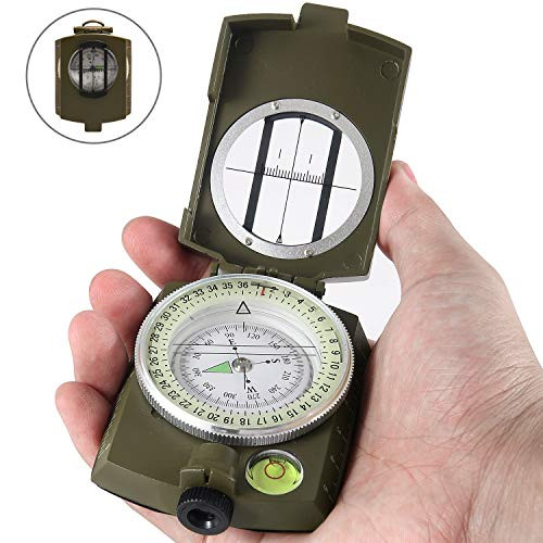 Eyeskey Multifunctional Military Lensatic Tactical Compass | Impact Resistant and Waterproof |Metal Sighting Navigation Compasses for Hiking, Camping, Motoring, Boating, Boy Scout (Green)