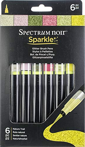 Crafter's Companion SPECNSPA-NT6 Spectrum Noir Sparkle Glitter Brush Pens 6/Pkg-Nature Trail