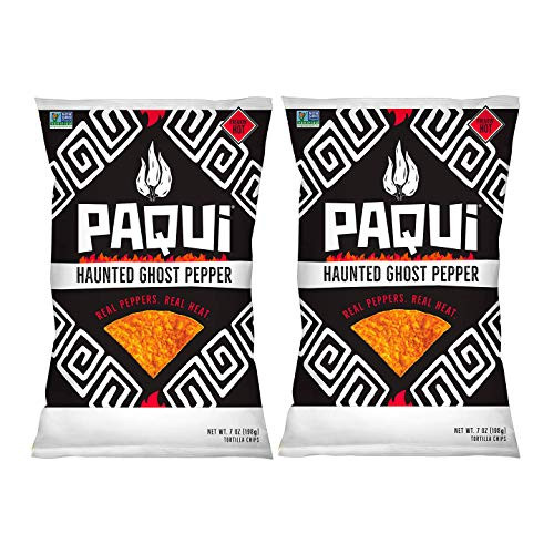 PAQUI Spicy Hot Tortilla Chips, Gluten Free Snacks, Haunted Ghost Pepper - 7 ounce ( Pack of 2 )