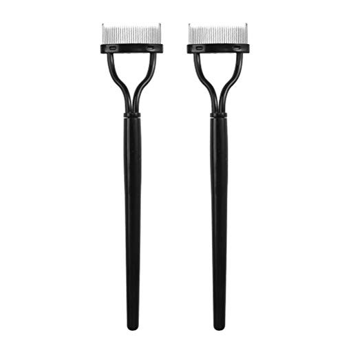 Lurrose 2pcs Eyelash Comb Curlers Makeup Mascara Applicator Eyebrow Grooming Brush Tool (Black)